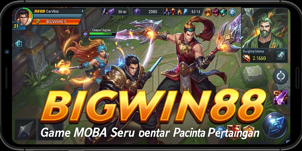 Tampilan gameplay seru dalam arena MOBA BIGWIN88.
