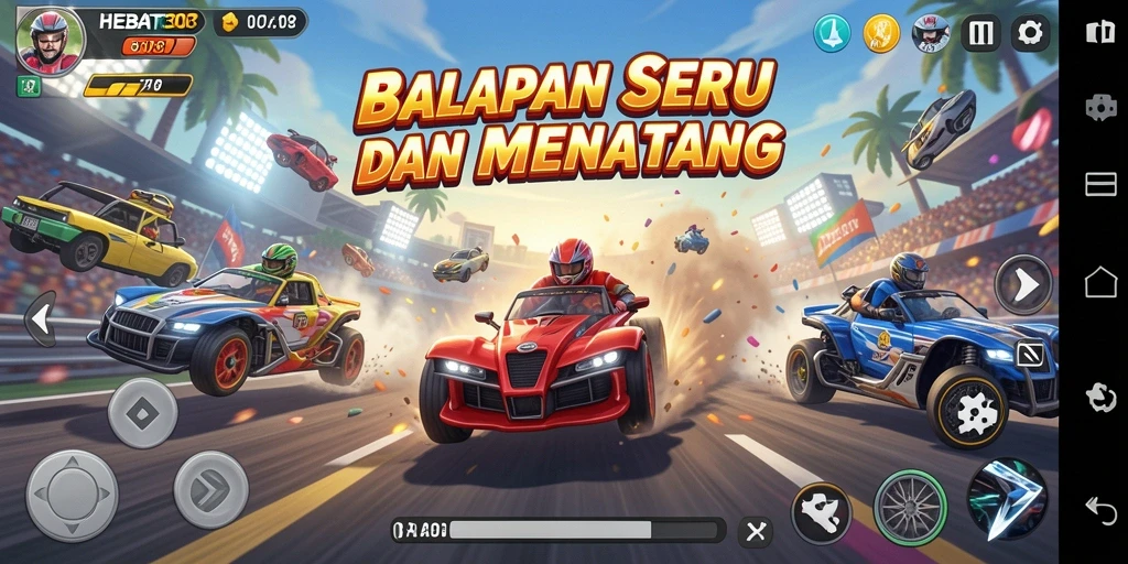 Tampilan gameplay balapan seru di HEBAT303.