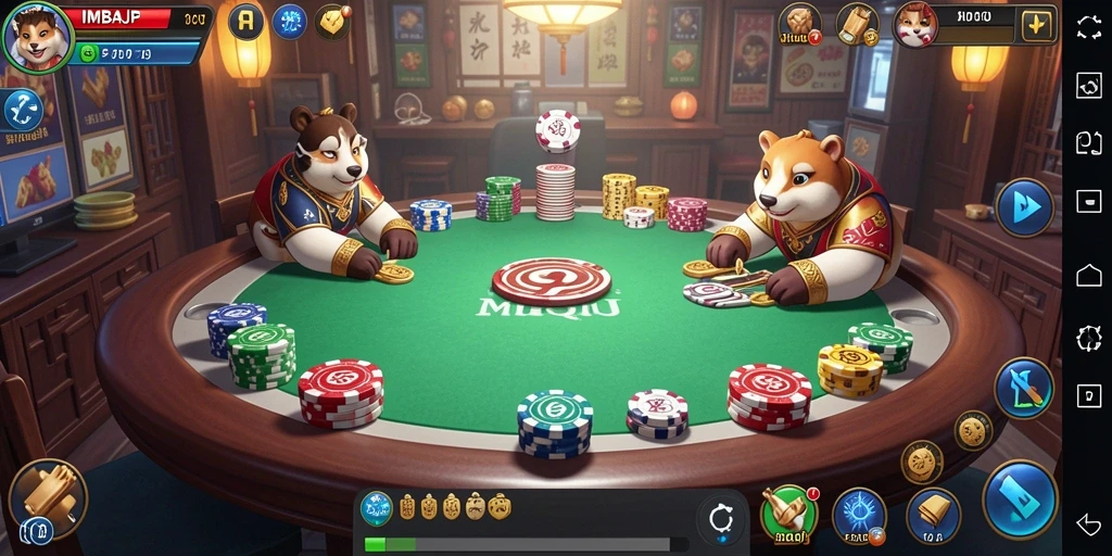 Screenshot gameplay IMBAJP menampilkan aksi QiuQiu yang intens.