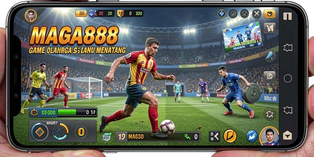 Tampilan utama gameplay MAGA888 dengan aksi olahraga yang menegangkan.