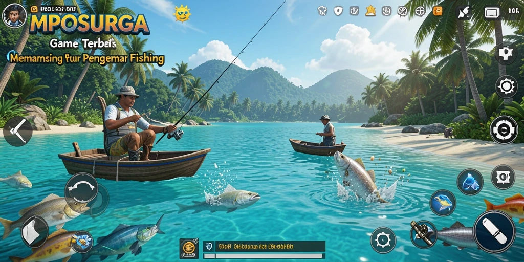 Tangkapan ikan besar di tengah lautan biru.