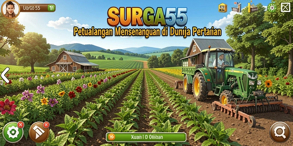 Menampilkan gameplay seru bertani di SURGA55.