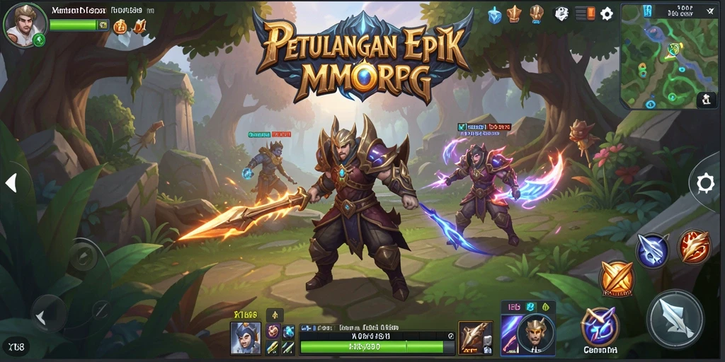 Screenshot gameplay X168 yang menunjukkan pertempuran seru dalam MMORPG.