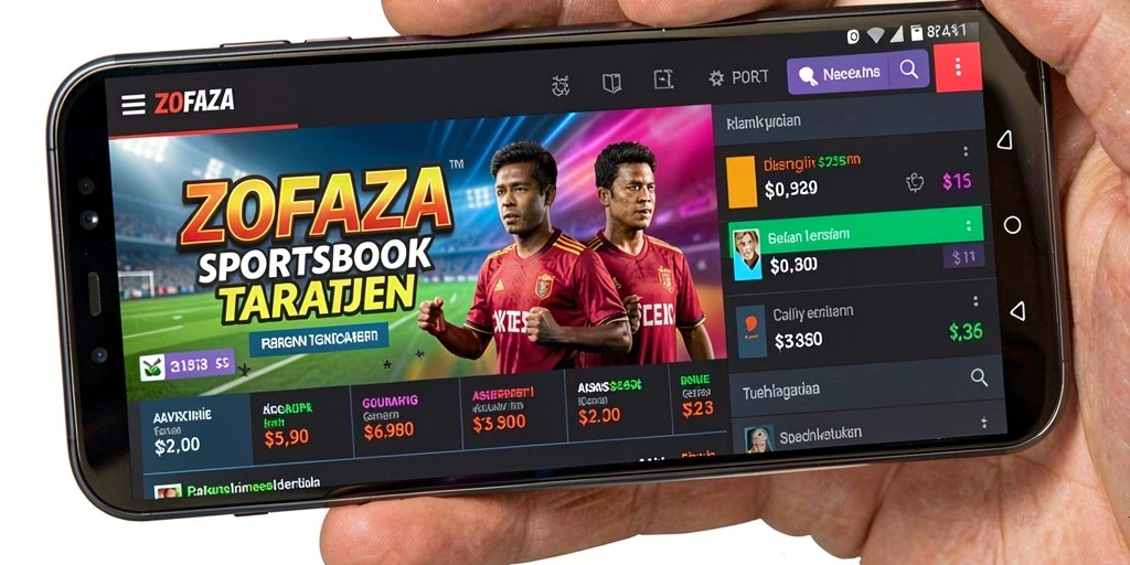 Screenshot ZOFAZA menampilkan tampilan intuitif aplikasi Sportsbook.